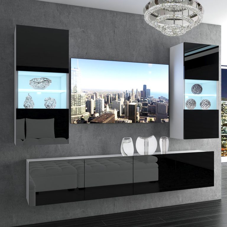 Wohnwand Belini Premium Full Version Hochglanz schwarz + LED-Beleuchtung Nexum 106 Hersteller NEX 7/0/W/B/0/0/PP