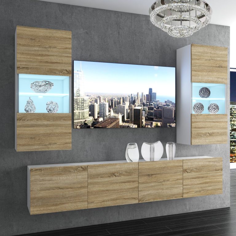 Wohnwand Belini Premium Full Version Sonoma Eiche + LED-Beleuchtung Nexum 112 Hersteller NEX 7/0/W/DS/0/0/PP