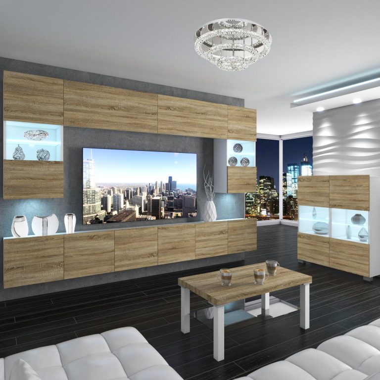 Wohnwand Belini Premium Full Version Sonoma Eiche + LED-Beleuchtung Nexum 12 Hersteller NEX 1/0/W/DS/0/0/PP