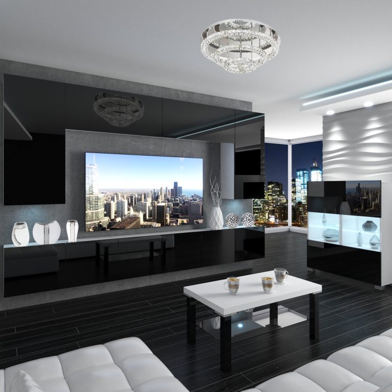 Wohnwand Belini Premium Full Version Hochglanz schwarz + LED-Beleuchtung Nexum 27 Hersteller NEX 2/0/W/B/0/0/PP