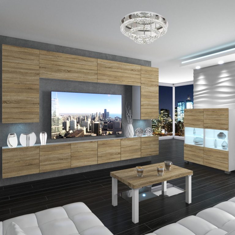 Wohnwand Belini Premium Full Version Sonoma Eiche + LED-Beleuchtung Nexum 34 Hersteller NEX 2/0/W/DS/0/0/PP