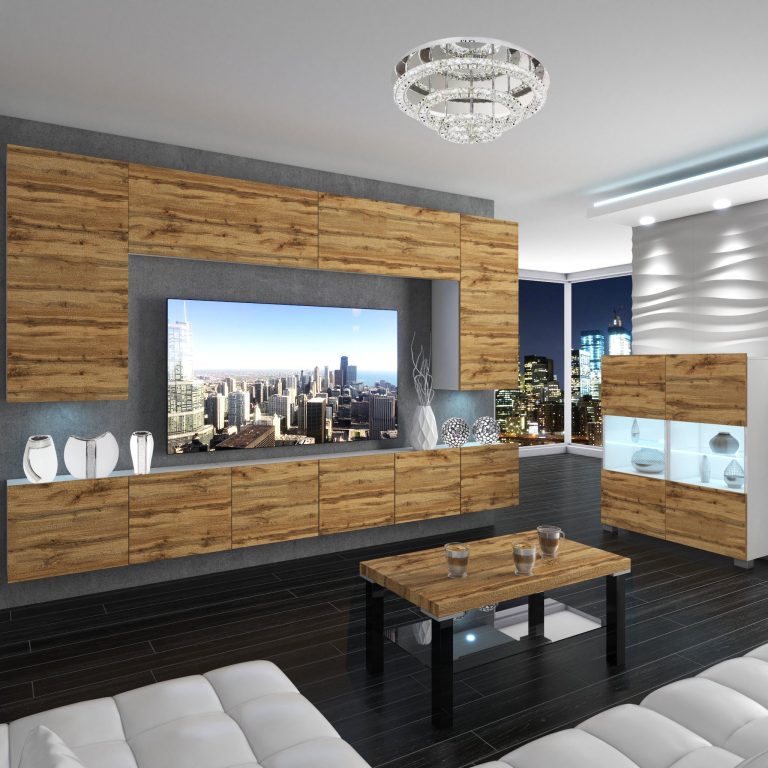 Wohnwand Belini Premium Full Version Wotan-Eiche + LED-Beleuchtung Nexum 35 Hersteller NEX 2/0/W/DW/0/0/PP