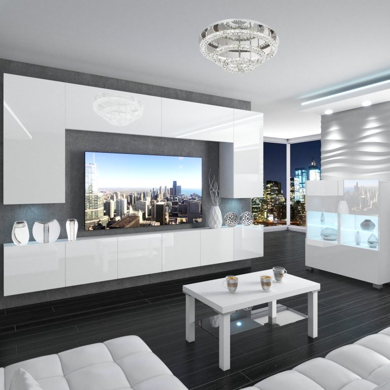 Wohnwand Belini Premium Full Version Hochglanz weiß+ LED-Beleuchtung Nexum 19 Hersteller NEX 2/0/W/W/0/0/PP