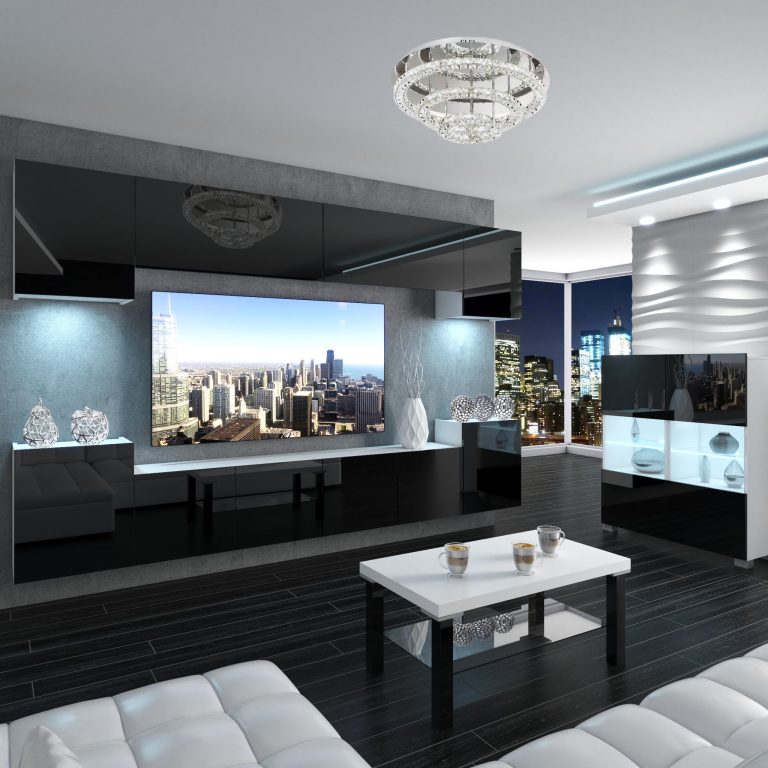 Wohnwand Belini Premium Full Version Hochglanz schwarz + LED-Beleuchtung Nexum 65 Hersteller NEX 4/0/W/B/0/0/PP