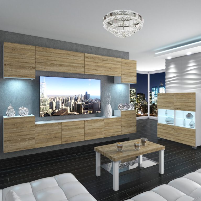 Wohnwand Belini Premium Full Version Sonoma Eiche + LED-Beleuchtung Nexum 72 Hersteller NEX 4/0/W/DS/0/0/PP