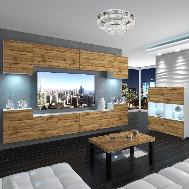 Wohnwand Belini Premium Full Version Wotan-Eiche + LED-Beleuchtung Nexum 70 Hersteller NEX 4/0/W/DW/0/0/PP