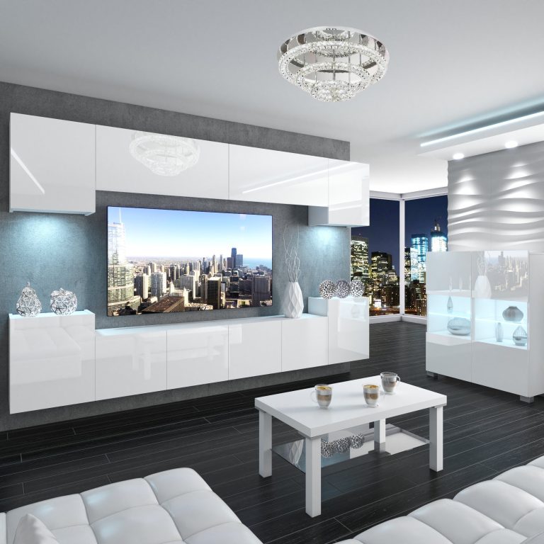 Wohnwand Belini Premium Full Version Hochglanz weiß + LED-Beleuchtung Nexum 57 Hersteller NEX 4/0/W/W/0/0/PP