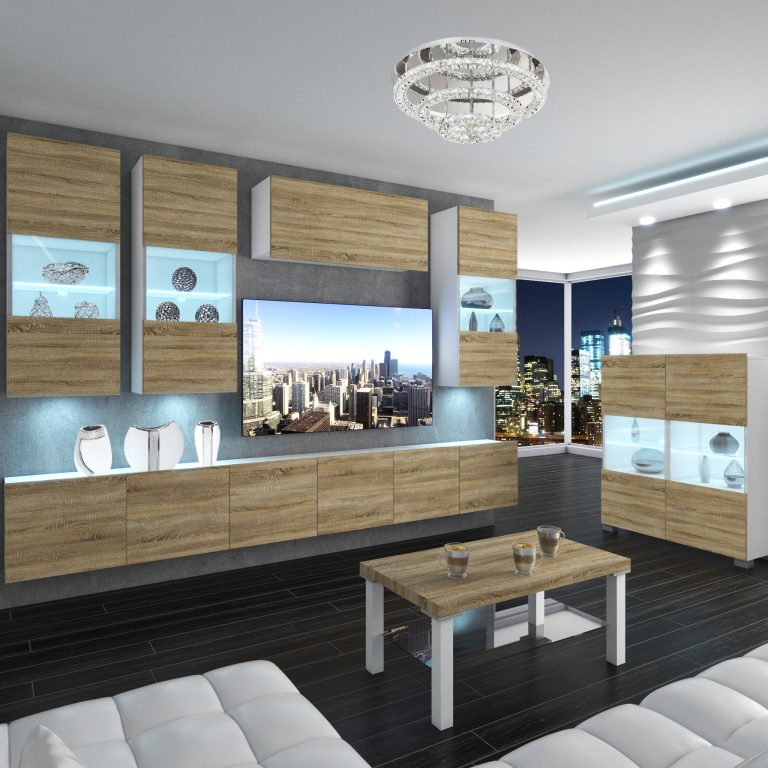 Wohnwand Belini Premium Full Version Sonoma Eiche + LED-Beleuchtung Nexum 84 Hersteller NEX 5/0/W/DS/0/0/PP