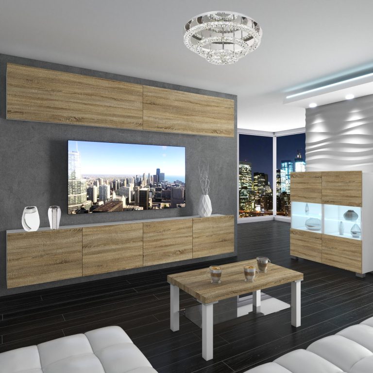 Wohnwand Belini Premium Full Version Sonoma Eiche + LED-Beleuchtung Nexum 97 Hersteller NEX 6/0/W/DS/0/0/PP