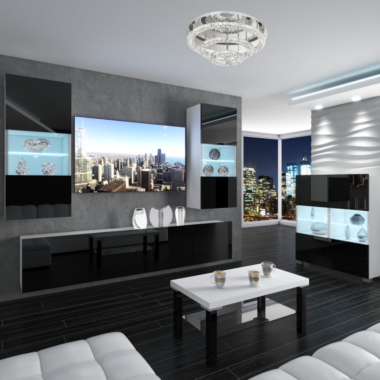Wohnwand Belini Premium Full Version Hochglanz schwarz + LED-Beleuchtung Nexum 106 Hersteller NEX 7/0/W/B/0/0/PP
