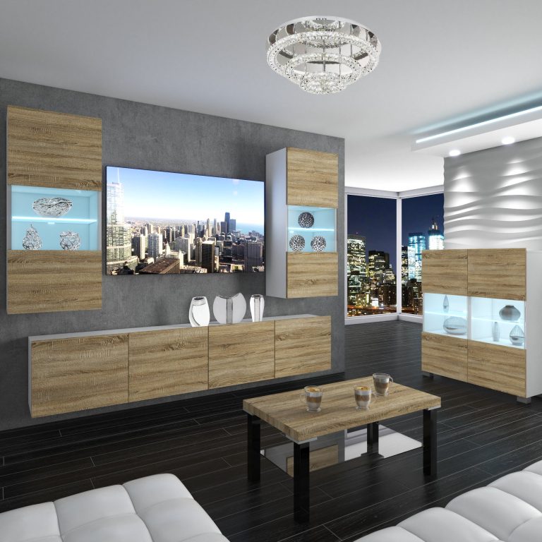 Wohnwand Belini Premium Full Version Sonoma Eiche + LED-Beleuchtung Nexum 112 Hersteller NEX 7/0/W/DS/0/0/PP