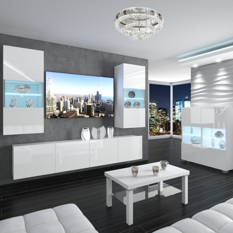 Wohnwand Belini Premium Full Version Hochglanz weiß + LED-Beleuchtung Nexum 100 Hersteller NEX 7/0/W/W/0/0/PP