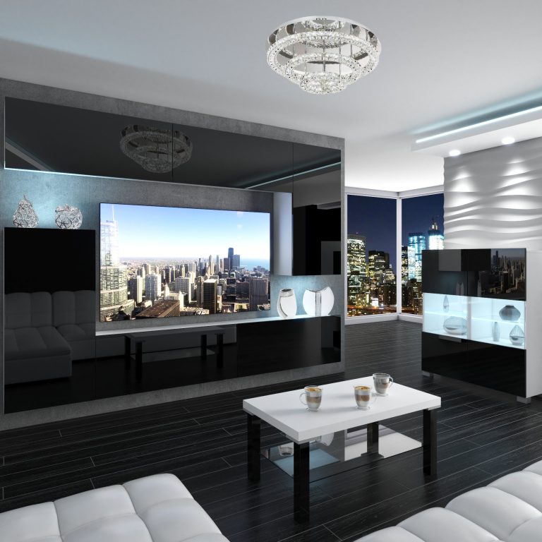 Wohnwand Belini Premium Full Version Hochglanz schwarz + LED-Beleuchtung Nexum 125 Hersteller NEX 8/0/W/B/0/0/PP