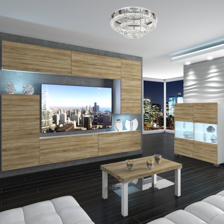 Wohnwand Belini Premium Full Version Sonoma Eiche+ LED-Beleuchtung Nexum 129 Hersteller NEX 8/0/W/DS/0/0/PP