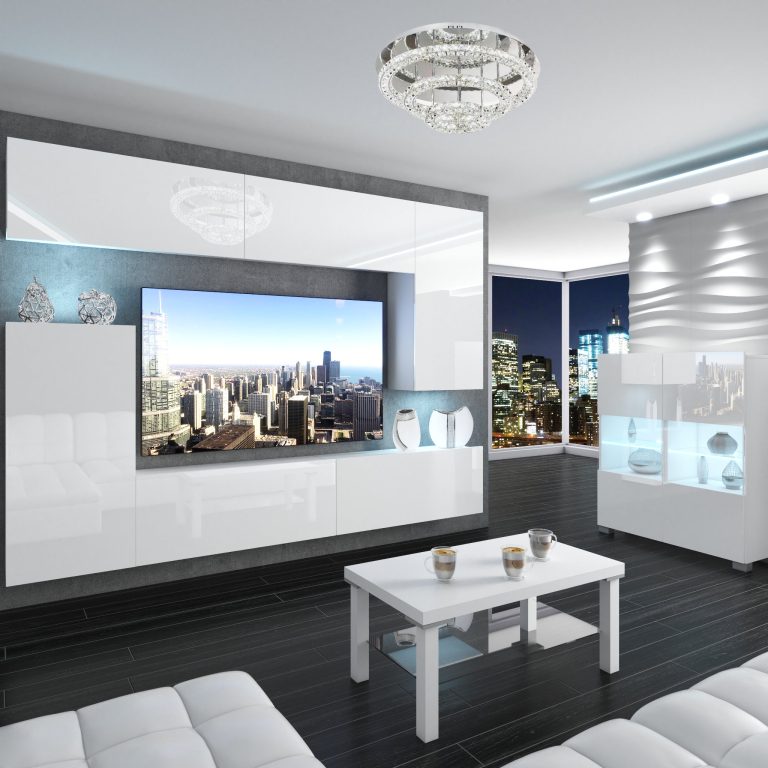 Wohnwand Belini Premium Full Version Hochglanz weiß + LED-Beleuchtung Nexum 117 Hersteller NEX 8/0/W/W/0/0/PP