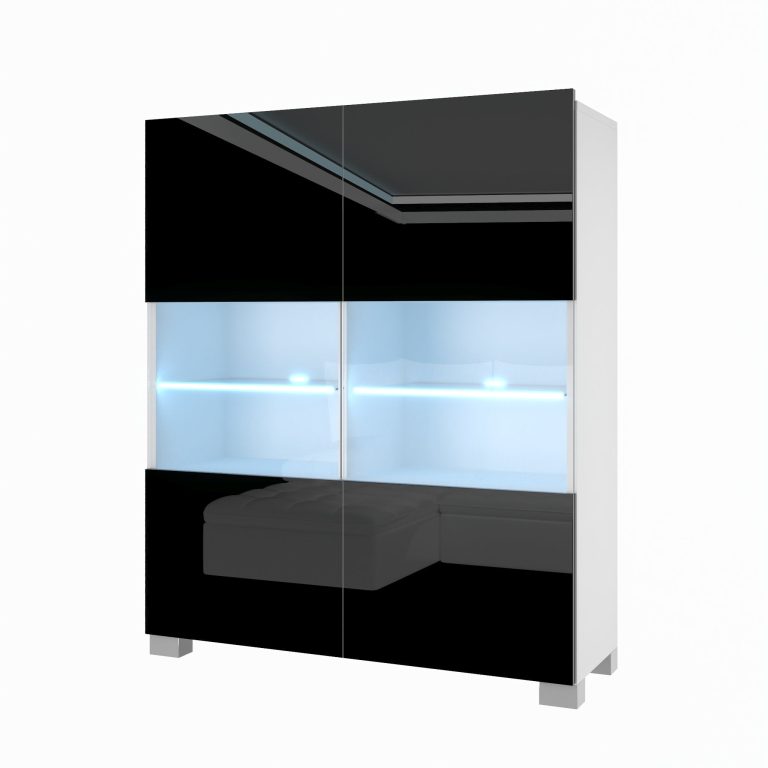 Kommode Belini Premium Full Version Hochglanz schwarz + LED-Beleuchtung 7 Hersteller NEX KOM1/1/W/B/0/0