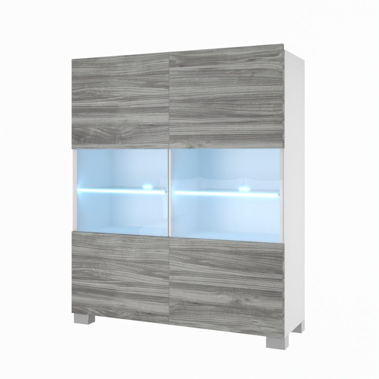 Kommode Belini Premium Full Version Grau Anthrazit Glamour Wood + LED-Beleuchtung 10 Hersteller NEX KOM1/1/W/GW1/0/0