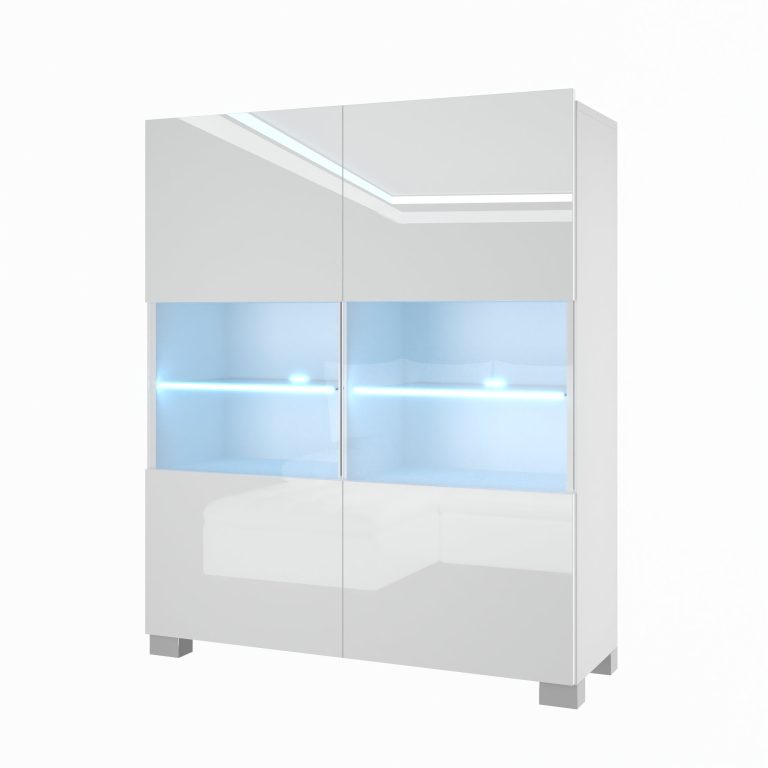 Kommode Belini Premium Full Version Hochglanz weiß + LED-Beleuchtung 2 Hersteller NEX KOM1/1/W/W/0/0