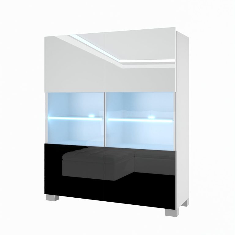 Kommode Belini Premium Full Version Hochglanz weiß / Hochglanz schwarz + LED-Beleuchtung 1 Hersteller NEX KOM1/1/W/WB/0/0