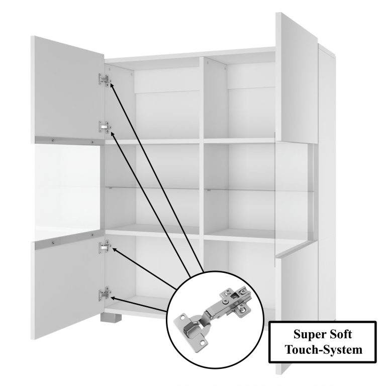 Kommode Belini Premium Full Version Hochglanz schwarz + LED-Beleuchtung 7 Hersteller NEX KOM1/1/W/B/0/0