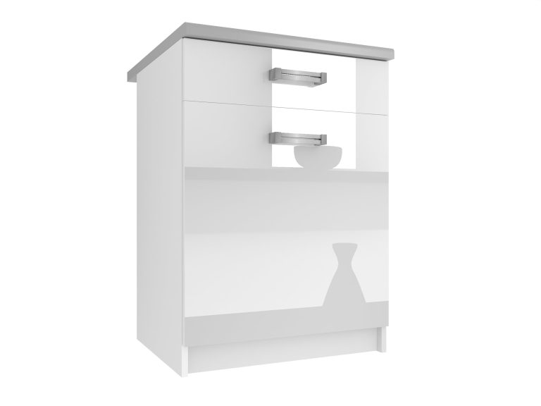 Belini Küchenunterschrank mit Schubladen 60 cm weiß glänzend mit Arbeitsplatte Hersteller INF SDSZ1-60/0/WT/B/0/T