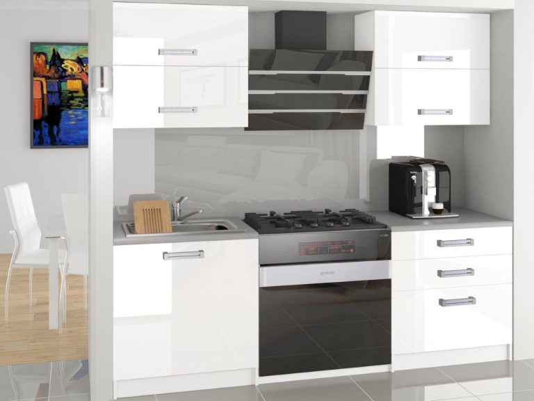 Küchenzeile Belini 120 cm weiß glänzend ohne Arbeitsplatte Eleganta2 Hersteller INF ELEGANTA2/2/WT/W/BB/B1