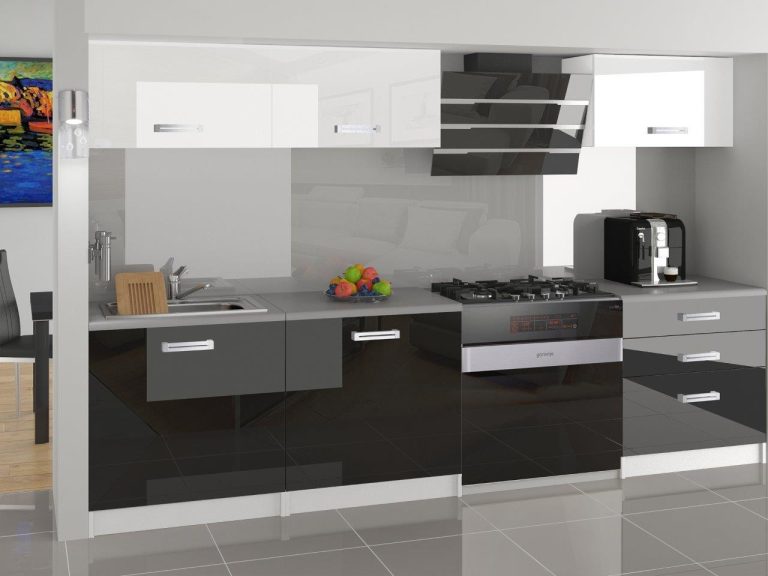Küchenzeile Belini 180 cm weiß glänzend / schwarz glänzend ohne Arbeitsplatte Laurentino2 Hersteller INF LAURENTINO2/2/WT/WB/BB/B1