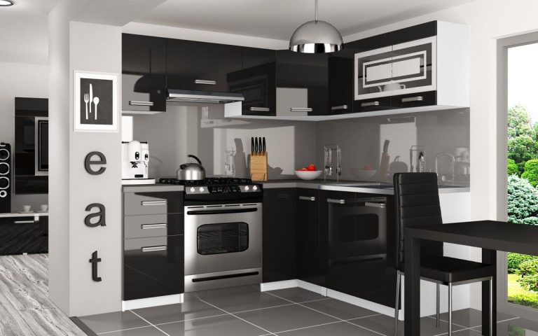 Eckküche Belini 360 cm schwarz glänzend ohne Arbeitsplatte Lidia2 Hersteller INF LIDIA2/4/WT/B/BB/B1