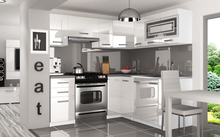 Eckküche Belini 360 cm weiß glänzend ohne Arbeitsplatte Lidia2 Hersteller INF LIDIA2/4/WT/W/BB/B1