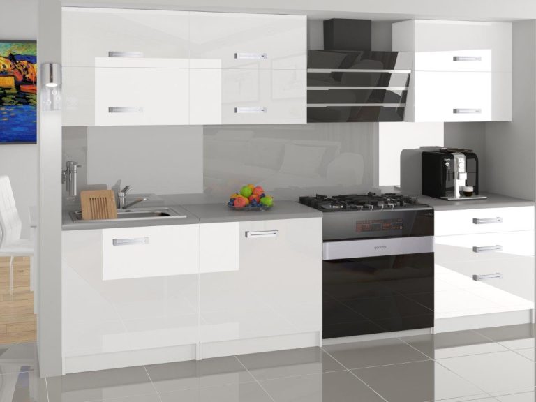 Küchenzeile Belini 180 cm weiß glänzend mit Arbeitsplatte Primera2 Hersteller INF PRIMERA2/3/WT/W/0/B1