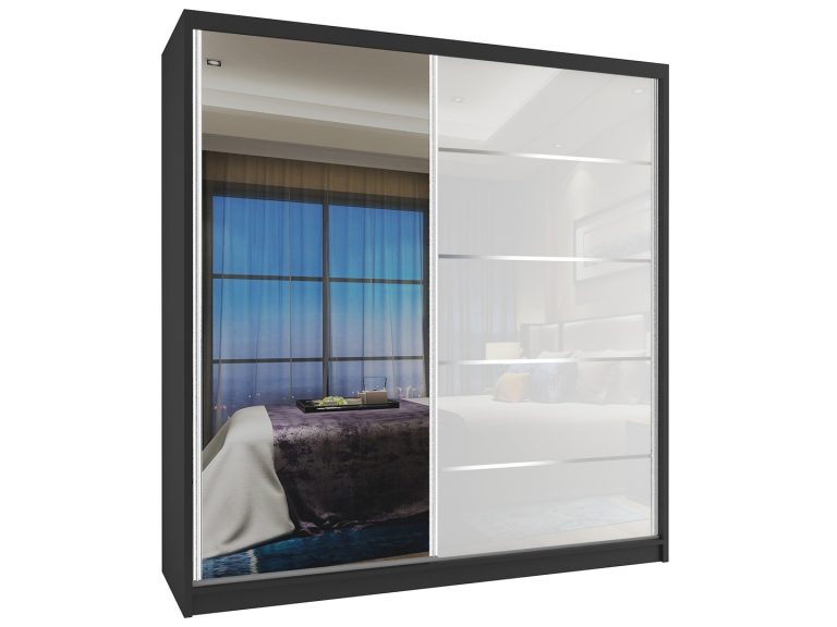 Schiebetürenschrank 158 cm mit Spiegel weiß Hochglanz Hersteller MG SZP3/3/B/WI/1L5W/HI







