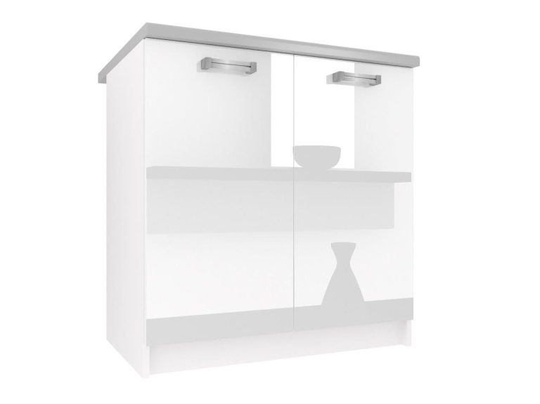 Belini Unterschrank 80 cm Weiß Hochglanz mit Arbeitsplatte Hersteller INF SD80/0/WT/W/0/D