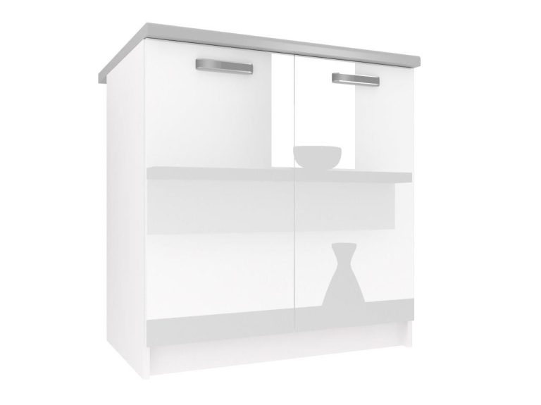 Belini Unterschrank 80 cm Weiß Hochglanz mit Arbeitsplatte Hersteller INF SD80/0/WT/W/0/F