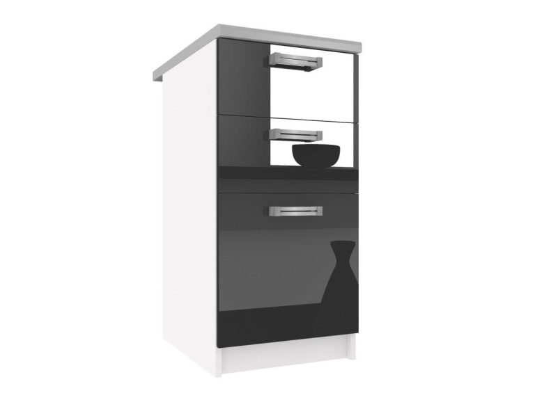 Belini Unterschrank mit Schubladen 40 cm Schwarz Hochglanz mit Arbeitsplatte Hersteller INF SDSZ40/1/WT/B/0/D
