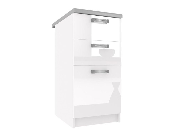 Belini Küchenunterschrank mit Schubladen 40 cm weiß glänzend mit Arbeitsplatte Hersteller INF SDSZ40/1/WT/W/0/D