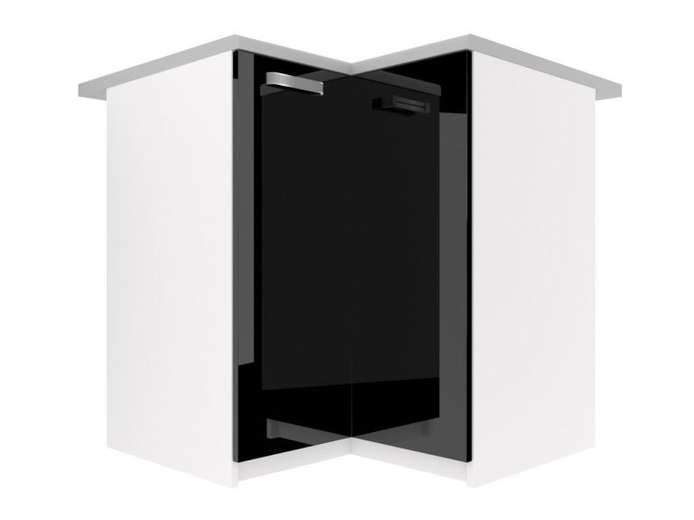 Küchenschrank Belini untere Ecke 90 cm schwarz glänzend mit Arbeitsplatte Hersteller INF SNP90/1/WT/B/0/F