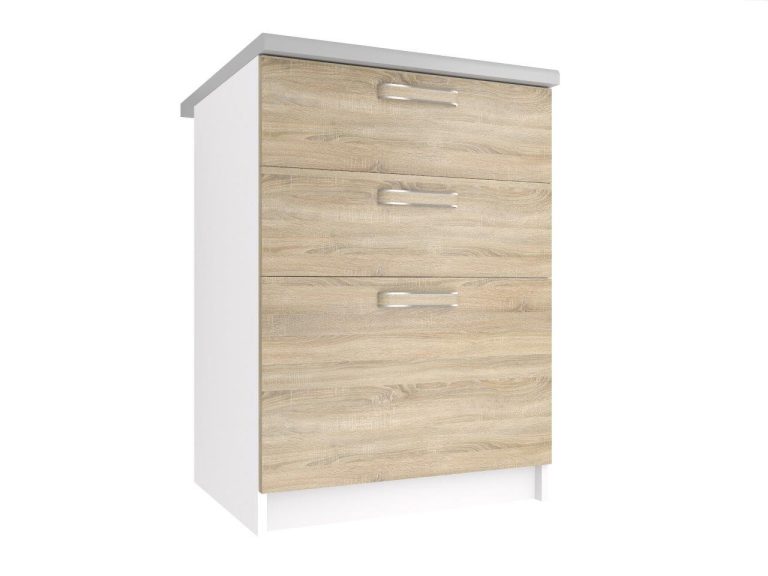 Belini Unterschrank 60 cm mit Schubladen Sonoma-Eiche mit Arbeitsplatte TOR SDSZ60/1/WT/DS/0/F