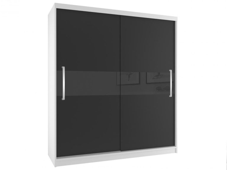 Kleiderschrank 133 cm Belini weiß matt / schwarz matt mit Schiebetüren Hersteller SI SZP2/2/W/B/B/UU