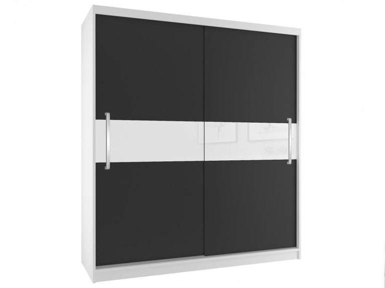 Kleiderschrank 133 cm Belini weiß matt / schwarz matt mit Schiebetüren Hersteller SI SZP2/2/W/B/W/UU