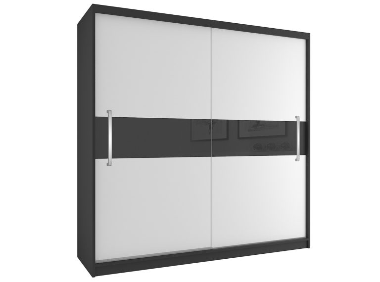 Kleiderschrank mit Schiebetüren 200 cm weiß matt Hersteller SI SZP1/2/B/W/B/UU