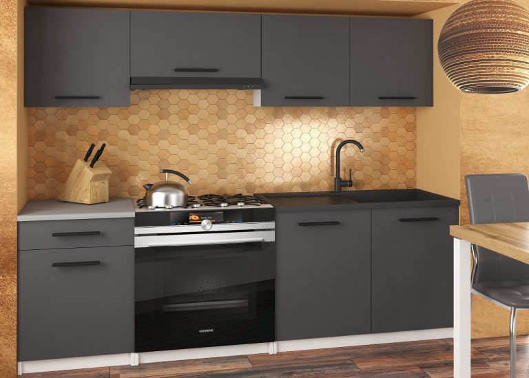 Küchenzeile Belini 180 cm grau matt ohne Arbeitsplatte Superuniqa2 Hersteller TOR SUPERUNIQA2/3/WT/SR/BB/B1