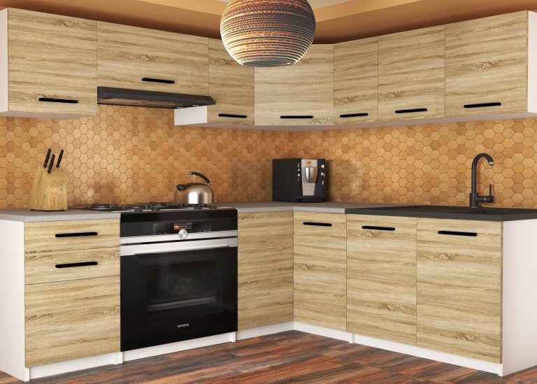 Eckküche Belini 360 cm Eiche Sonoma mit Arbeitsplatte Lidiauniqa2 Hersteller TOR LIDIAUNIQA2/4/WT/DS/0/B1