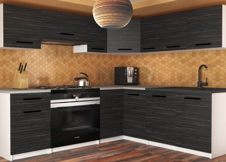 Eckküche Belini 360 cm Königliches Ebenholz ohne Arbeitsplatte Lidiauniqa2 Hersteller TOR LIDIAUNIQA2/3/WT/HK/BB/B1