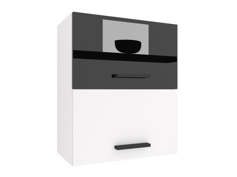 Küchenschrank Belini oben 60 cm schwarz glänzend / weiß matt Hersteller INF SGP2-60/1/WT/BWT/0/B1
