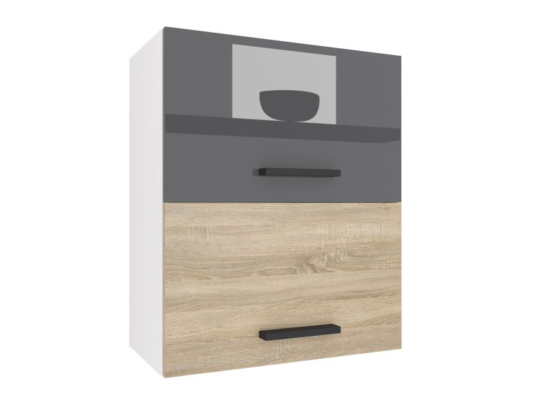 Küchenschrank Belini oben 60 cm grau glänzend / Eiche Sonoma Hersteller INF SGP2-60/1/WT/SDS/0/B1