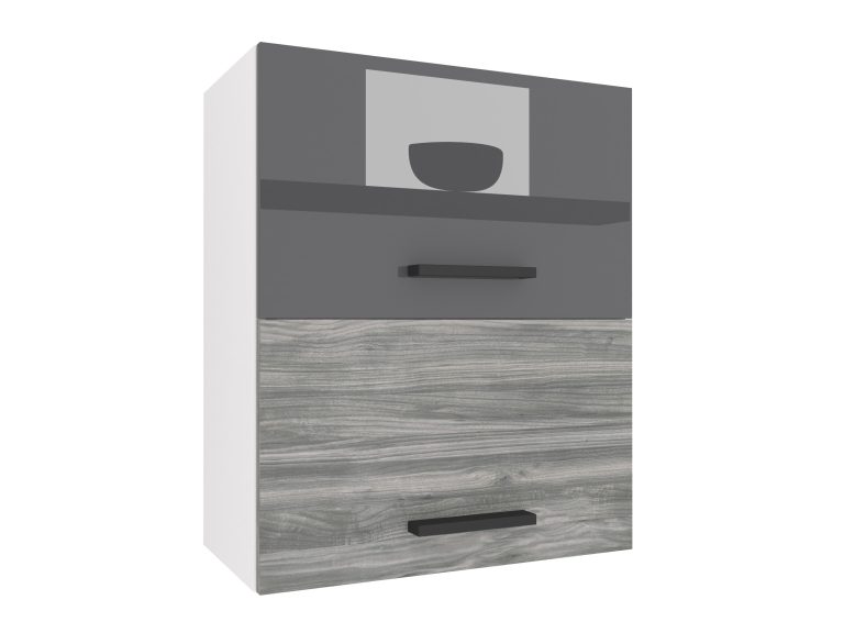 Küchenschrank Belini oben 60 cm grau glänzend / grau anthrazit Glamour Wood Hersteller INF SGP2-60/1/WT/SDW/0/B1