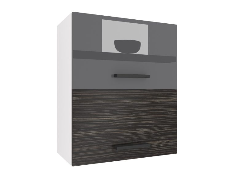 Küchenschrank Belini oben 60 cm grau glänzend / königliches Ebenholz Hersteller INF SGP2-60/1/WT/SHK/0/B1