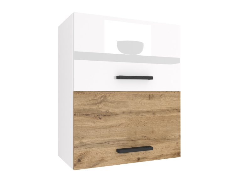 Küchenschrank Belini oben 60 cm weiß glänzend / Wotan-Eiche Hersteller INF SGP2-60/1/WT/WDW/0/B1