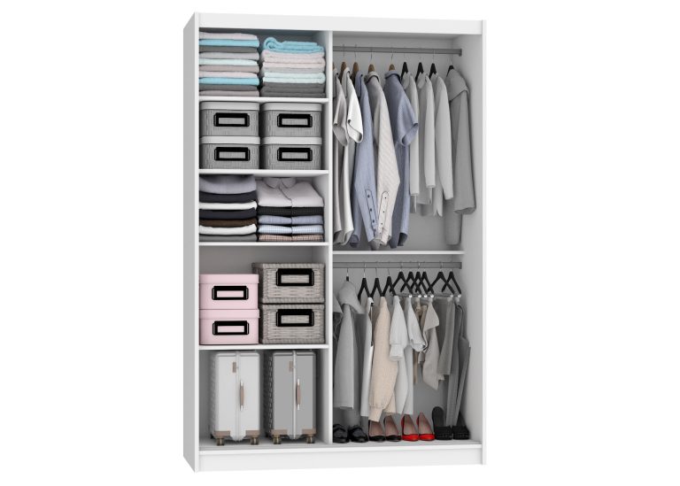 Kleiderschrank 133 cm Belini schwarz matt / Eiche wotan mit Schiebetüren und Spiegel Hersteller MZ SZP2/2/B/DW/0/BL