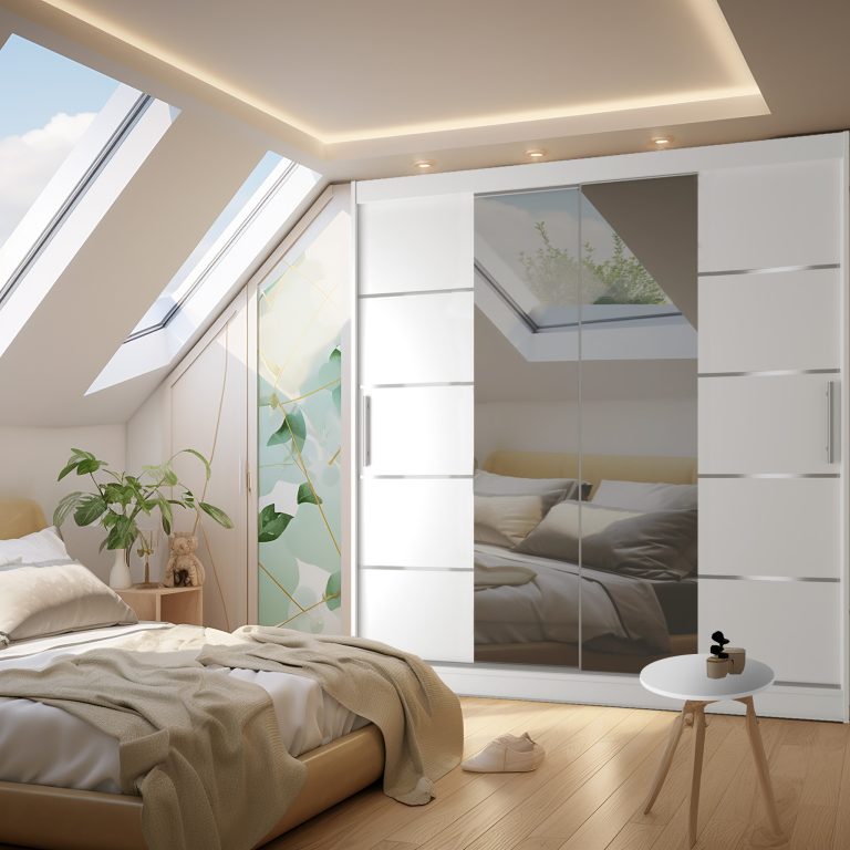 Kleiderschrank 200 cm Belini weiß matt mit Schiebetüren mit Spiegel und Schubladen Hersteller ME SZP5/1/W/W/0/KLAL